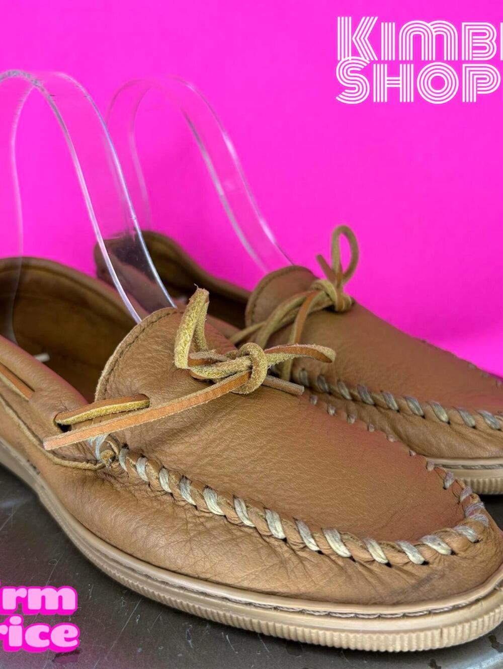 Minnetonka Moosehide Classic Tan Leather Moccasin US 8 UK 6